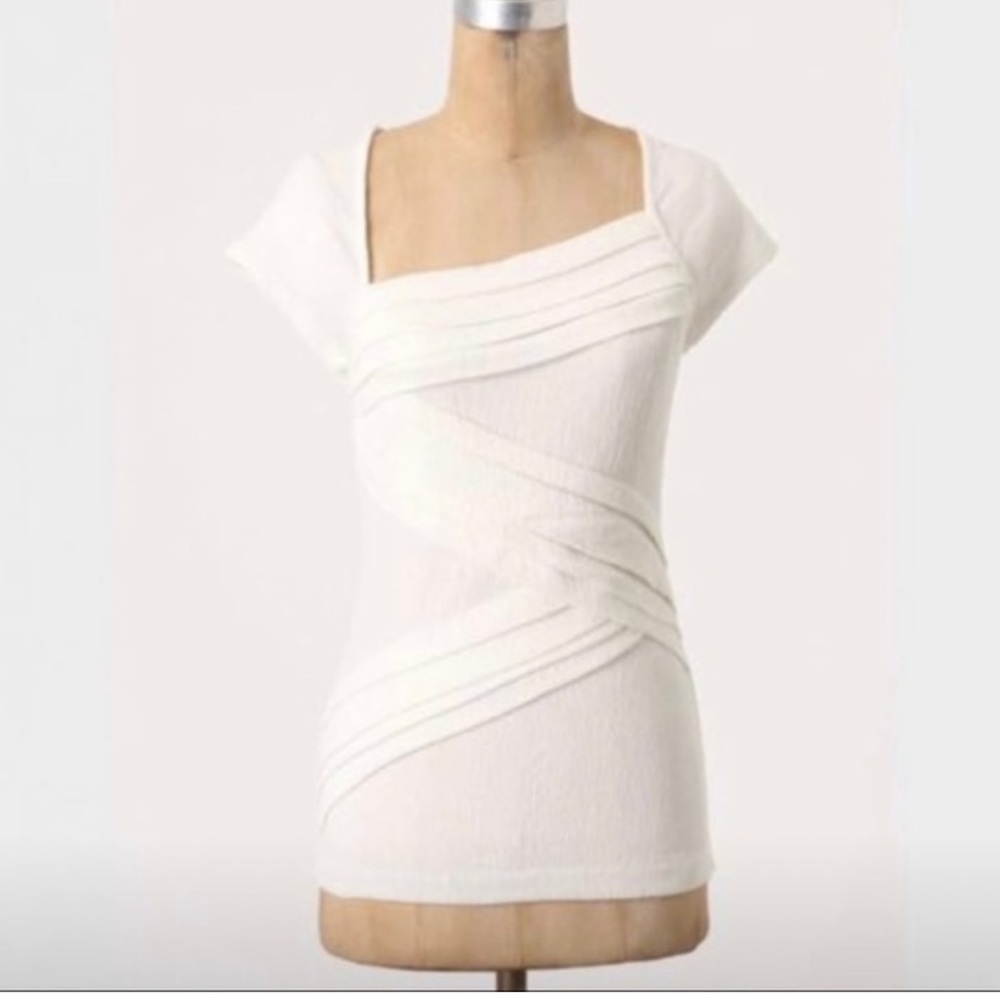 Anthropologie Postmark Pleated Cap Sleeve Top